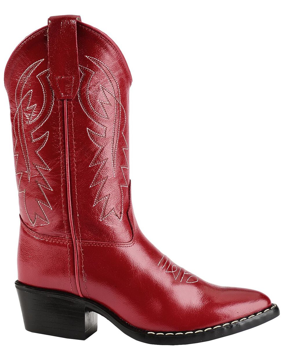 Old West Girls Leather Cowgirl Boot Red 13.5 D M US 8116 